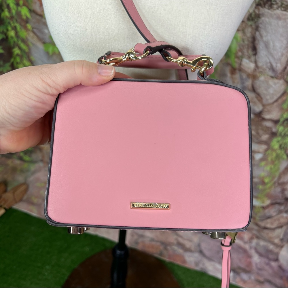 REBECCA MINKOFF Y2K Style Dusty Pink Perforated Peace Sign Crossbody Bag - Picture 4 of 11